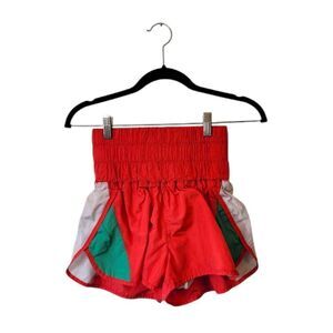 Free People Red and Green The Way Home Shorts Size S